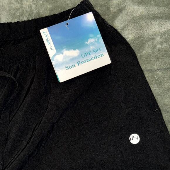 Willit Wide Leg Cropped Pants Women's Medium Black Drawstring Sun Protection NWT - Picture 4 of 7